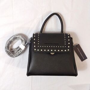 French Connection Bellita Black Stud Mini Crossbody with Top Handle NWT